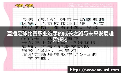 直播足球比赛职业选手的成长之路与未来发展趋势探讨