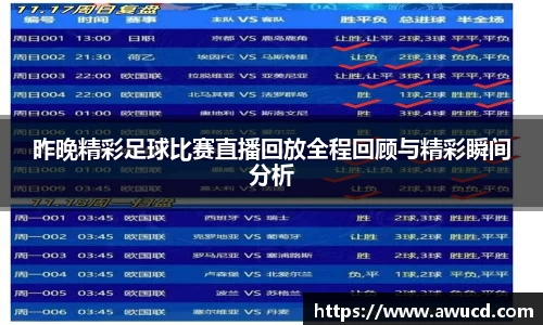 昨晚精彩足球比赛直播回放全程回顾与精彩瞬间分析