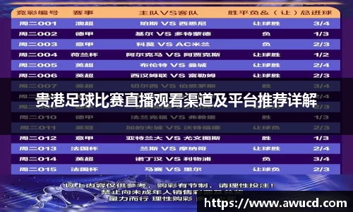 贵港足球比赛直播观看渠道及平台推荐详解