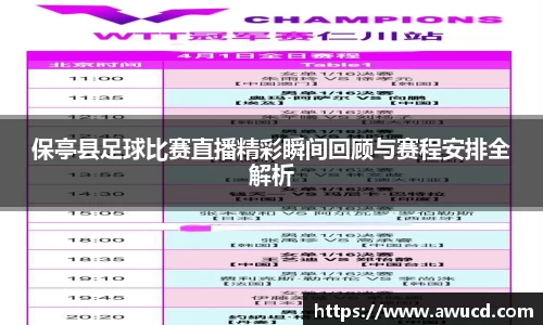 保亭县足球比赛直播精彩瞬间回顾与赛程安排全解析