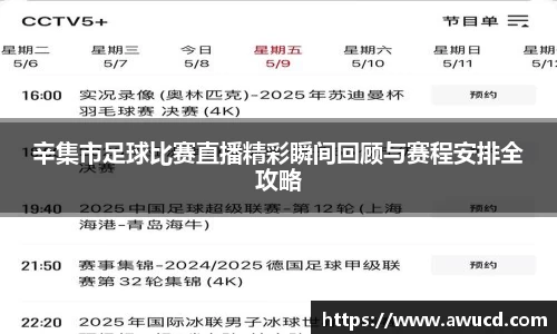 辛集市足球比赛直播精彩瞬间回顾与赛程安排全攻略