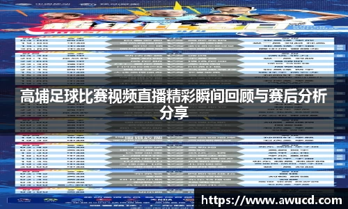 高埔足球比赛视频直播精彩瞬间回顾与赛后分析分享