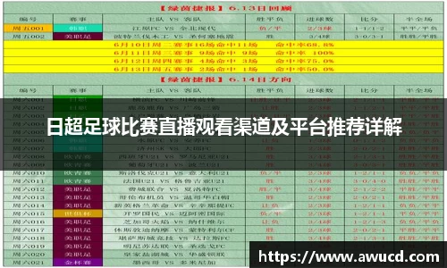 日超足球比赛直播观看渠道及平台推荐详解