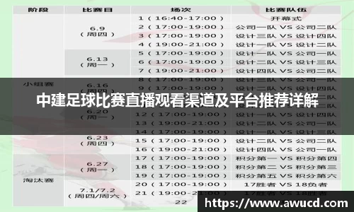中建足球比赛直播观看渠道及平台推荐详解