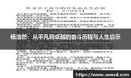 杨浩然：从平凡到卓越的奋斗历程与人生启示
