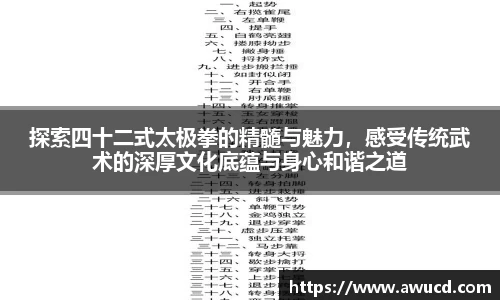 探索四十二式太极拳的精髓与魅力,感受传统武术的深厚文化底蕴与身心和谐之道
